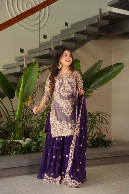 Designer Heavy Embroidered Sharara Suit