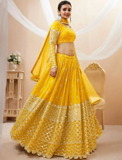 Beautiful Zari Embroidered Haldi Outfit