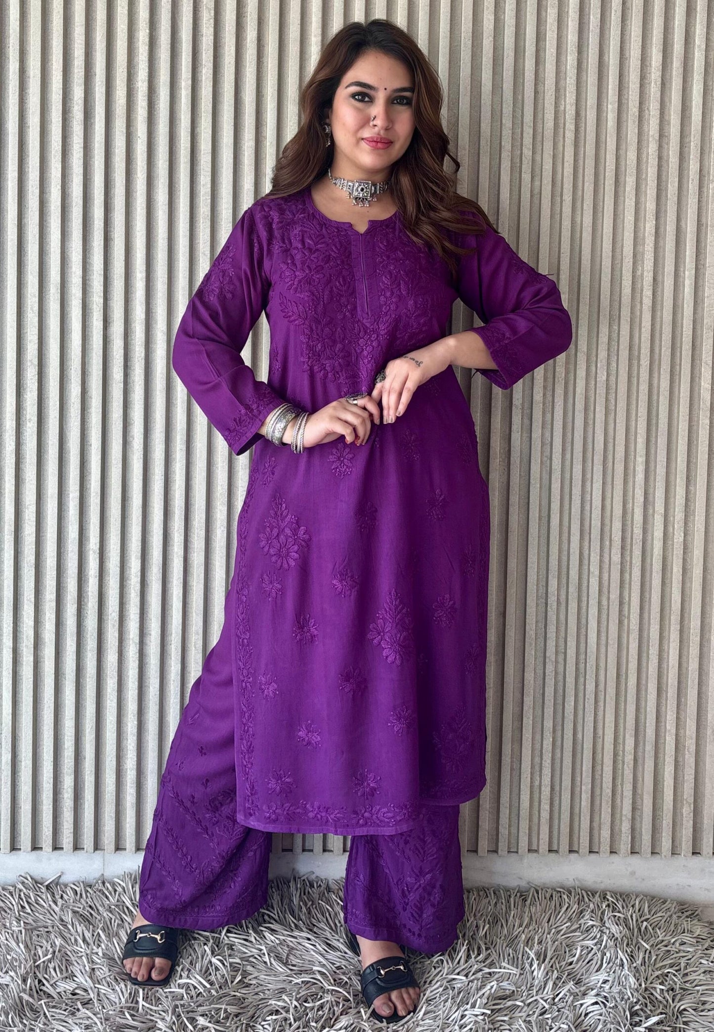 Lucknowi Chikankari Beautiful Designer Dyeable Rayon Plazo Set