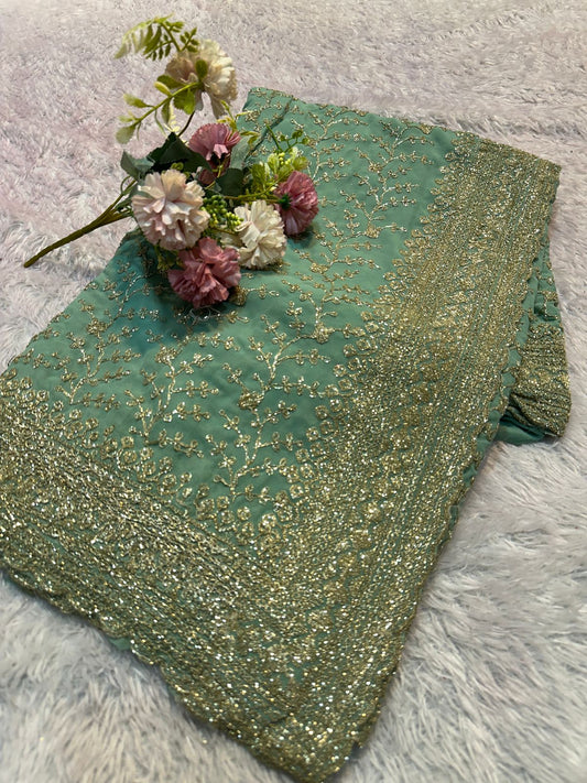Premium Embroidery Cutwork Border Sarees