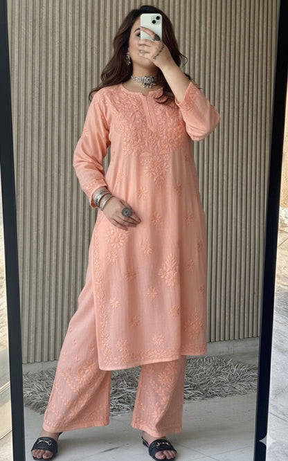 Lucknowi Chikankari Beautiful Designer Dyeable Rayon Plazo Set