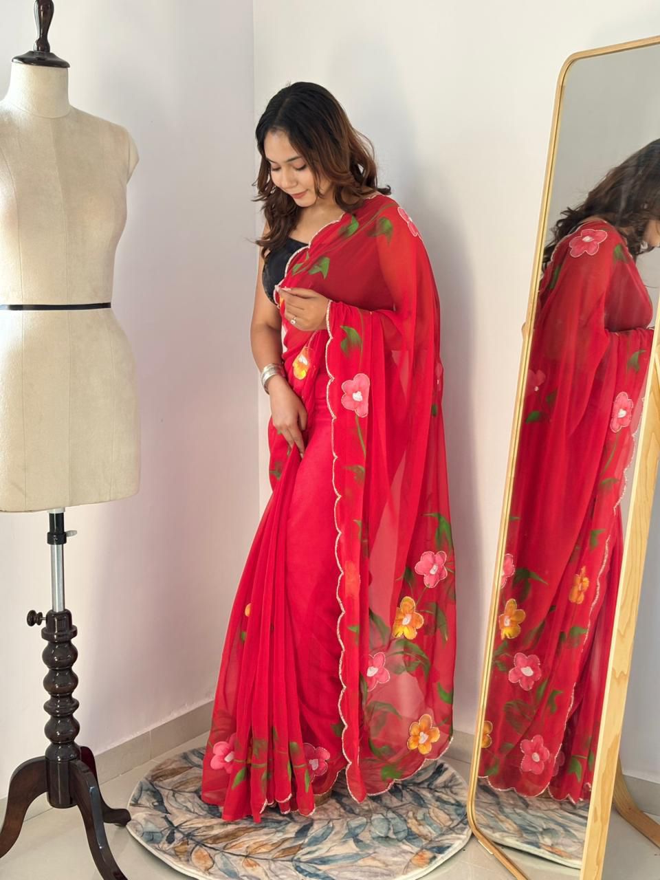 Khatali Cutdana Handwork Georgette Saree