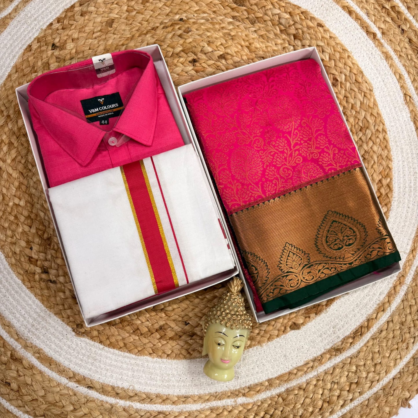 Couple Silk Saree& Cotton Dhoti Combos(His and Her Combos)