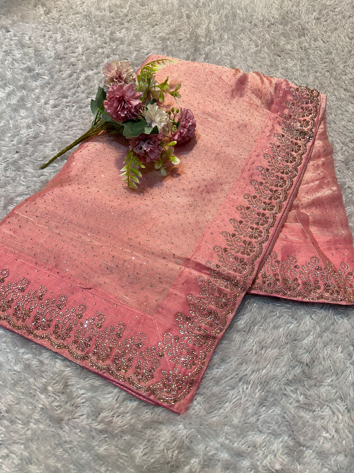 Fendi Shiffon Premium Saree with Shadow Siroski