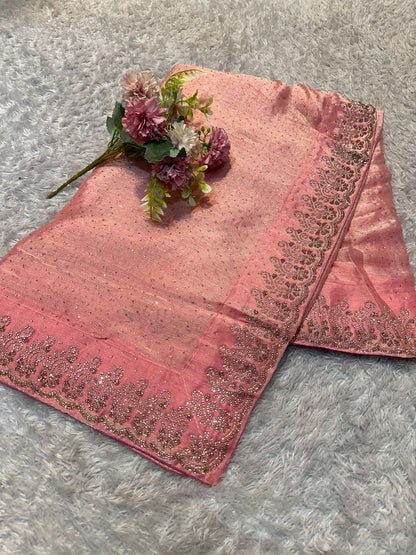 Fendi Shiffon Premium Saree with Shadow Siroski