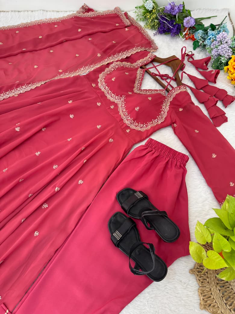 Georgette Sequence Anarkali Gown