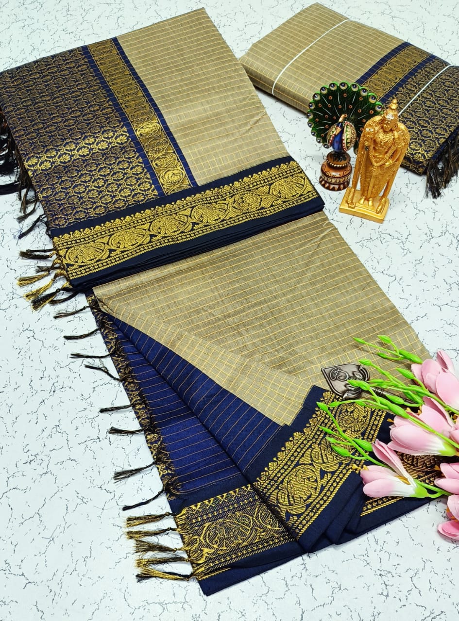 Checked Kalyani cotton saree/Lata Gadwal Paithani Sarees