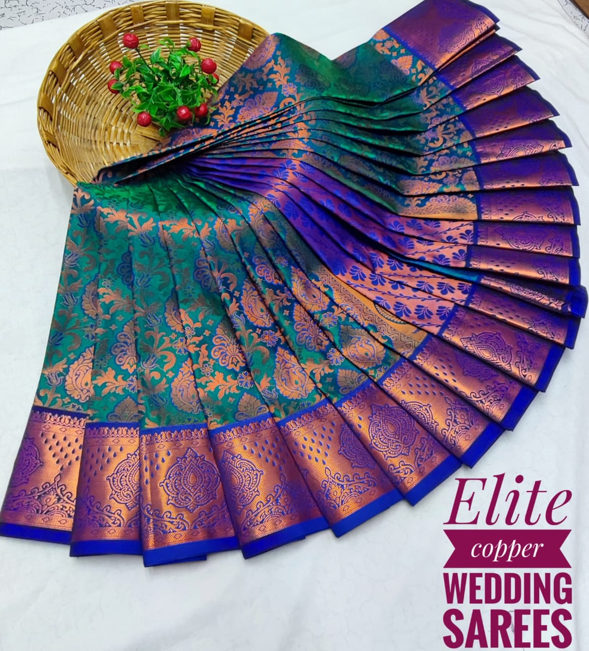 Mayil Pattu Elite Copper Silk Wedding sarees