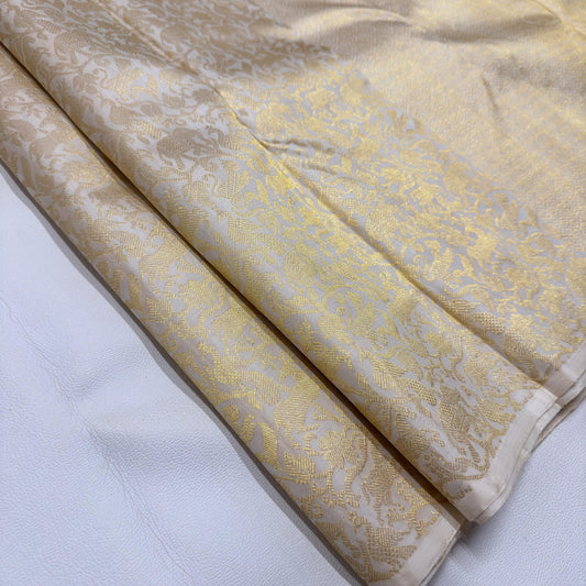 Pure  Off White Kanchipuram Handloom Silk Saree