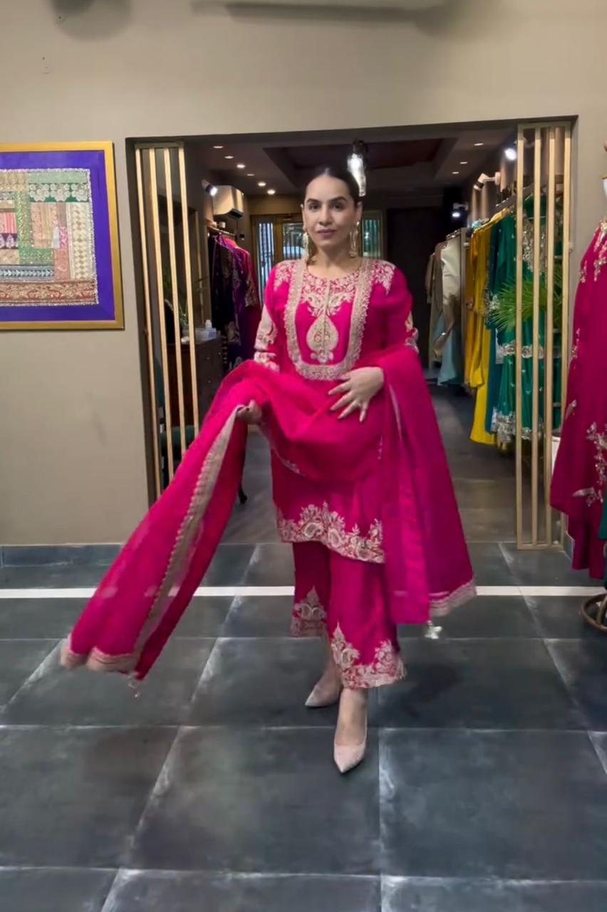 Designer Silk Heavy Embroidered Suit