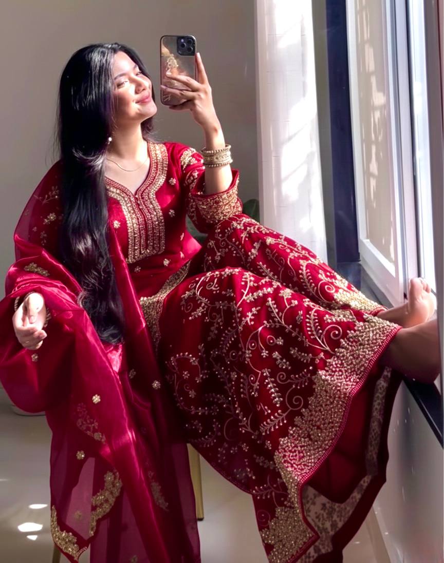 Eid Arrivals- Jimmy Choo Embroidered Sharara Set