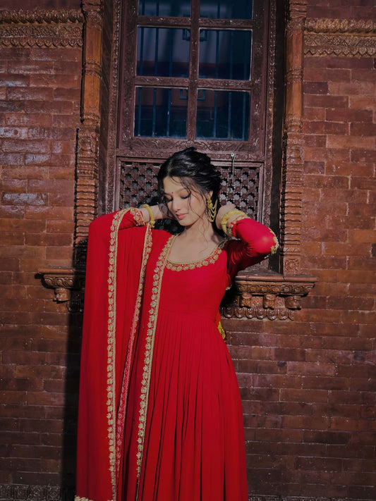 Designer Party Wear Look Top-Plazzo and Dupatta With Heavy Embroidery Work