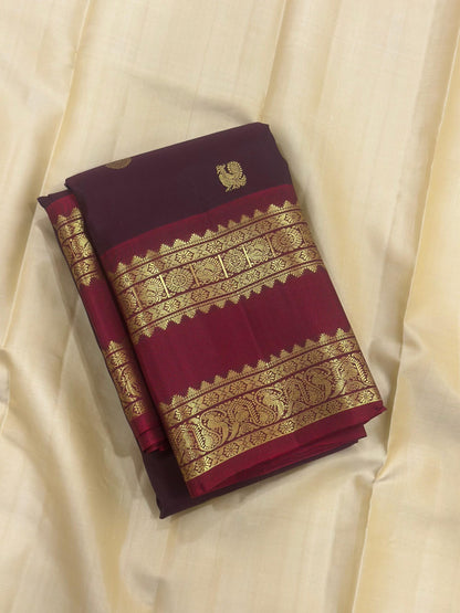 Deep Wine Vintage Kanjeevaram Silk
