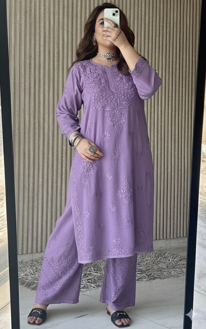 Lucknowi Chikankari Beautiful Designer Dyeable Rayon Plazo Set