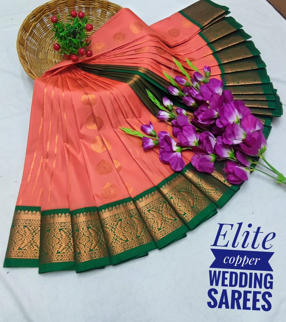Mayil Pattu Elite Copper Silk Wedding sarees