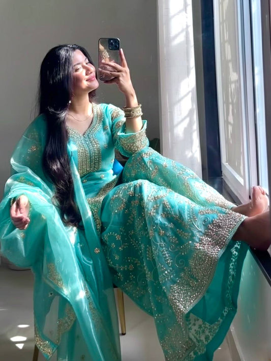 Eid Arrivals- Jimmy Choo Embroidered Sharara Set