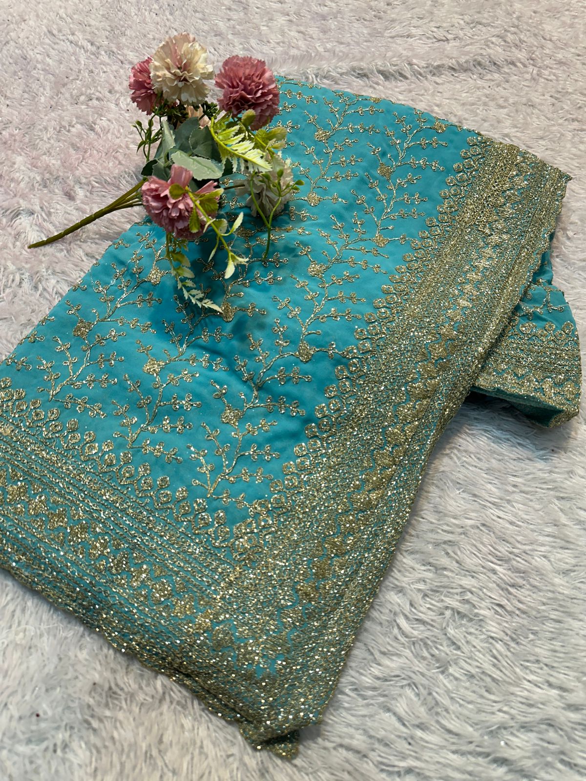 Premium Embroidery Cutwork Border Sarees
