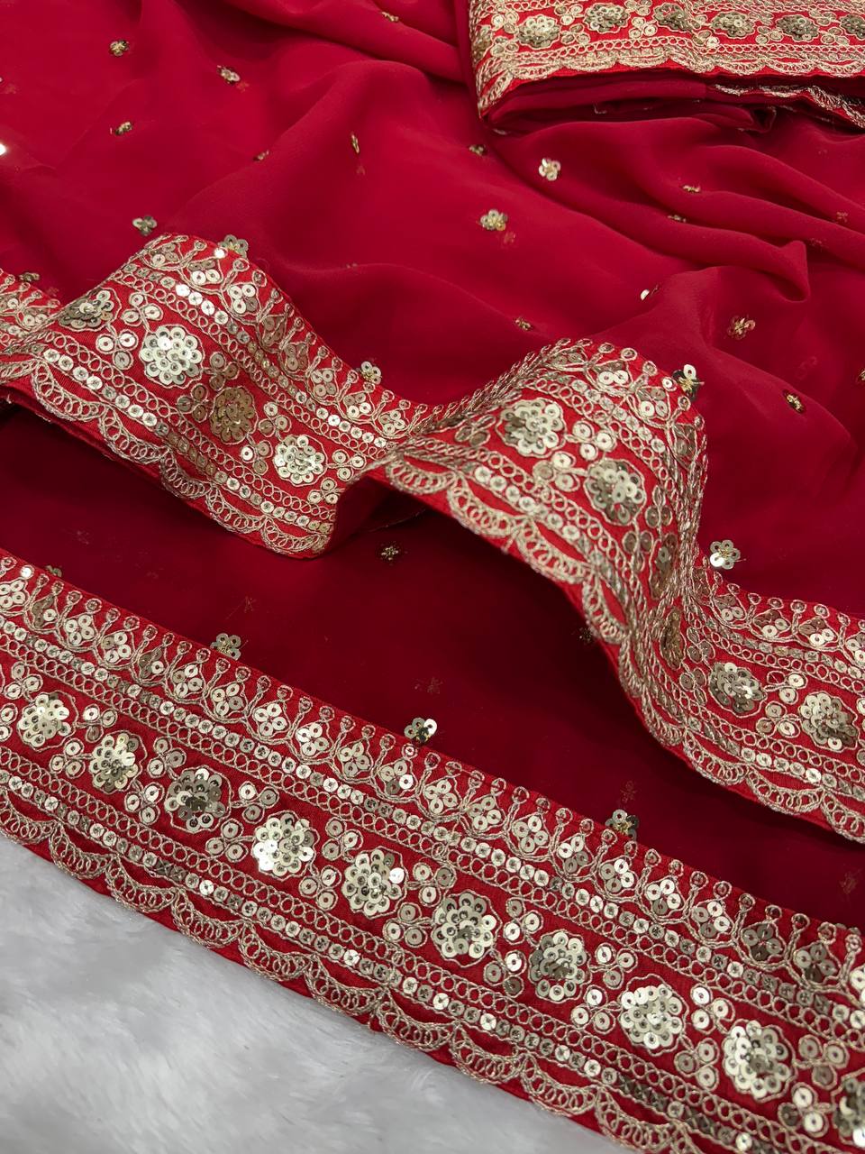 Pure Georgette Sequencework Saree