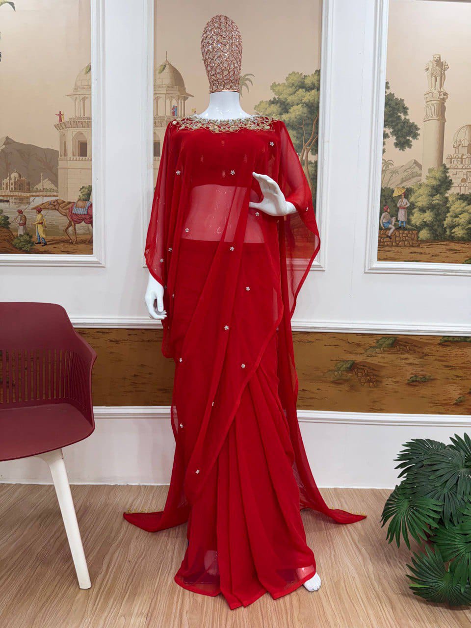 2 Style Handwork Drape Saree with Stitched Blouse
