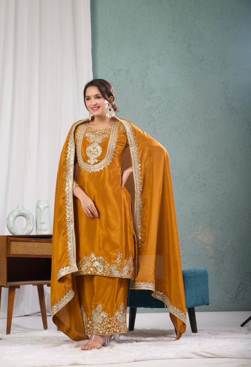 Designer Silk Heavy Embroidered Suit