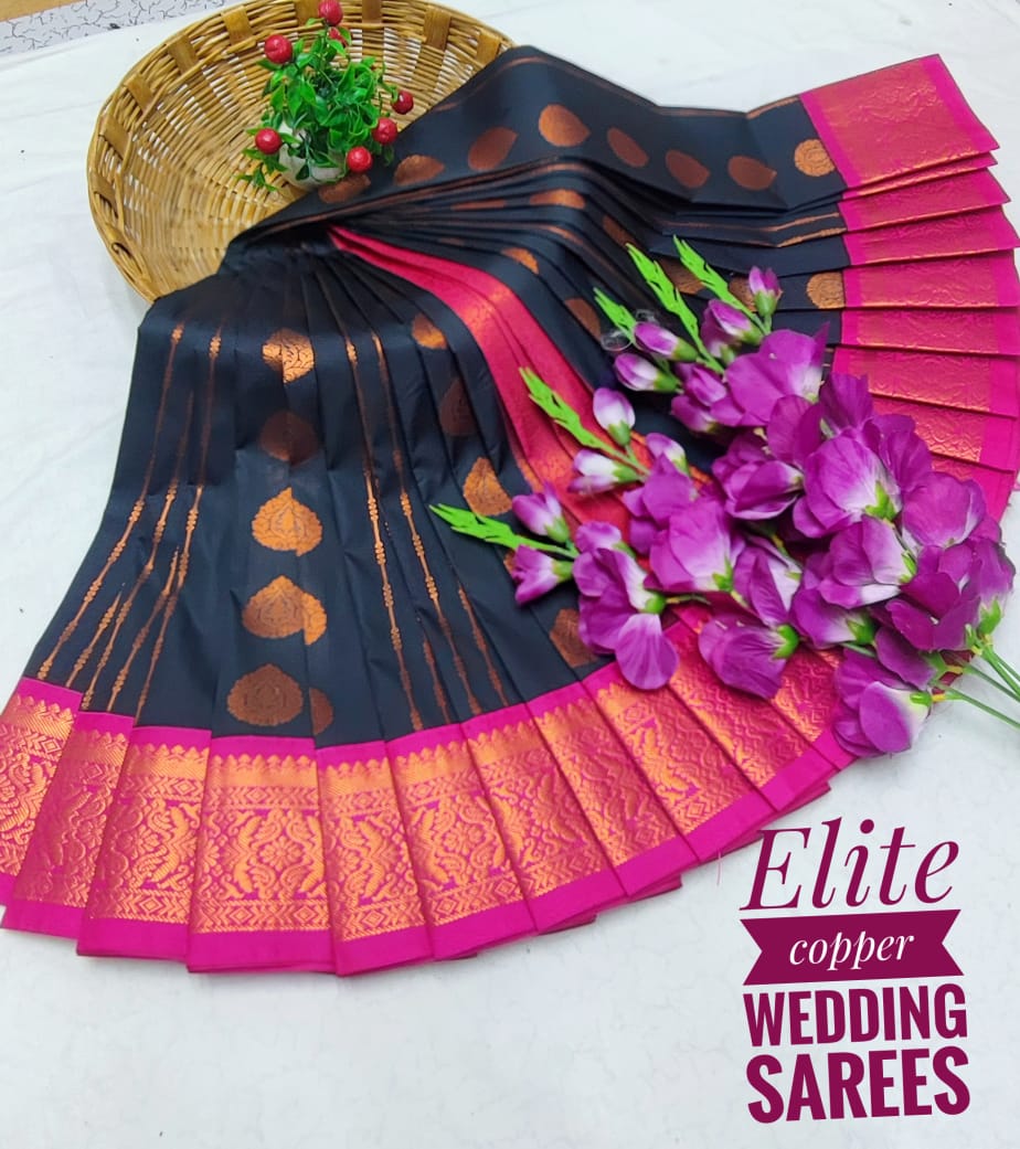 Mayil Pattu Elite Copper Silk Wedding sarees