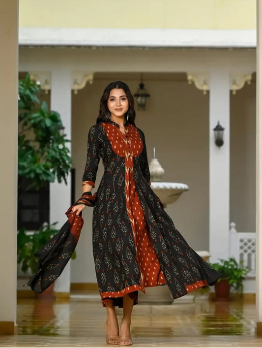 Printed Handwork Anarkali Set