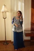 Embroidered Peplum Top with Palazzo Pair