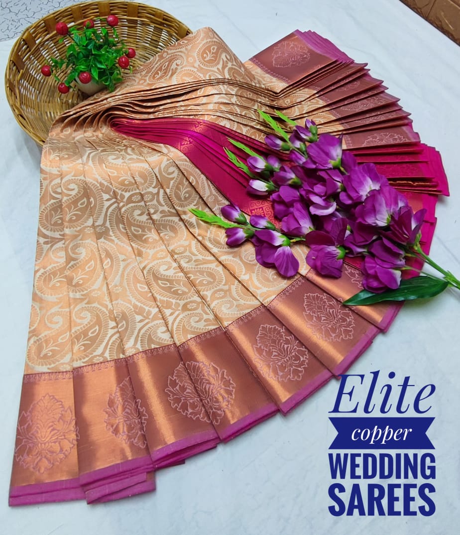 Mayil Pattu Elite Copper Silk Wedding sarees