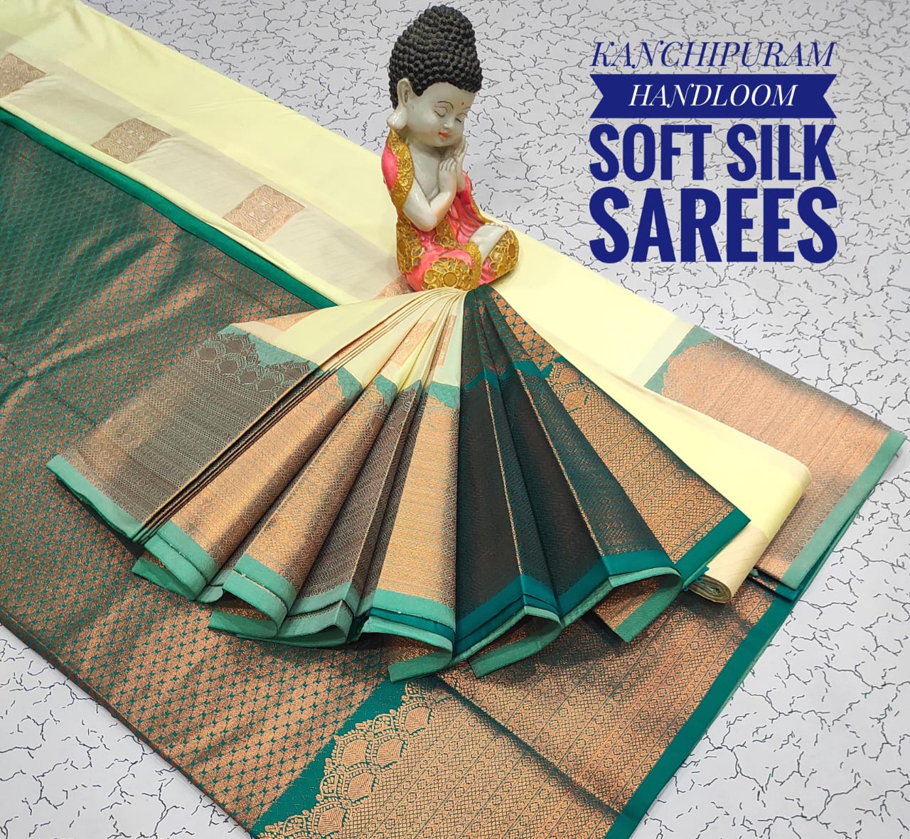 Semi Kanchipuram Rich Bhutta work embosed Silk Sarees