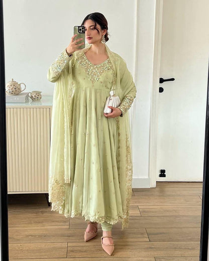 Designer Hand-Embroidered Anarkali Set