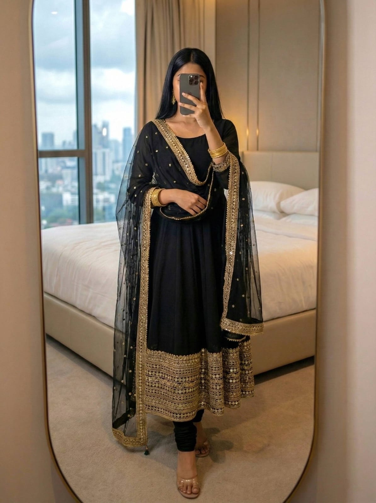 Heavy Sequencework Anarkali Gown