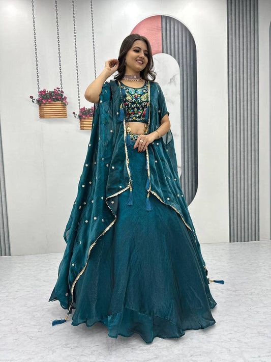 Heavy Embroidered Lehenga with Shrug Style Dupatta