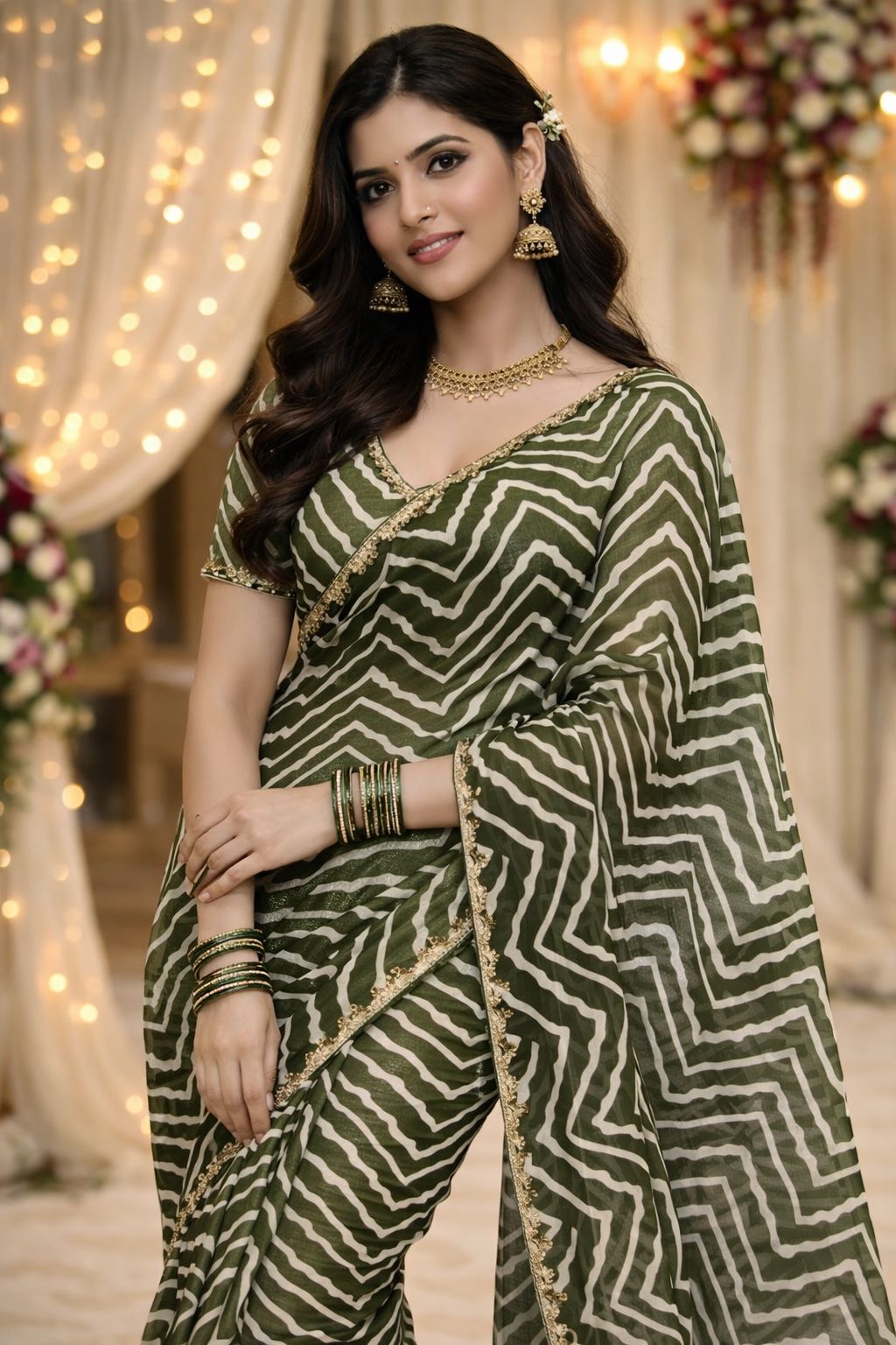 Shimmer Leheriya Print Saree