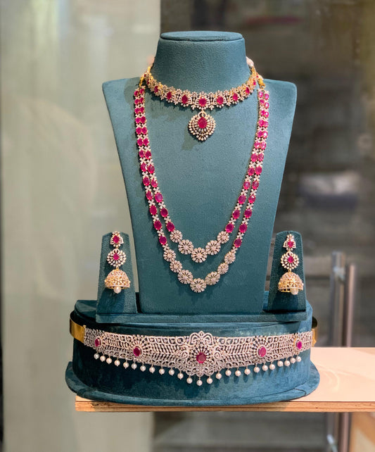 Ruby-Stoned Semi Bridal Set